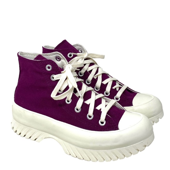 Converse Chuck Taylor Lugged 2.0 High Top Canvas Bordo Women's Sneakers A03701C - Picture 2 of 9